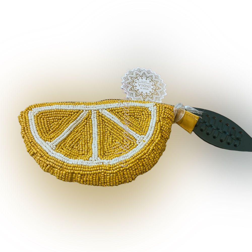 Viral Beaded Lemon Slice Pouch- Viral Beaded Lemon - 🍋 Beaded bag - lemon coin